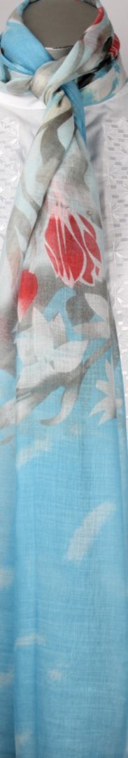Printed  scarf floral blue Style:SC/4224/BLU image 0